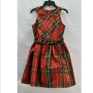Bonnie Jean Christmas Holiday Red Green Plaid Dress Girls 16, New with Tags